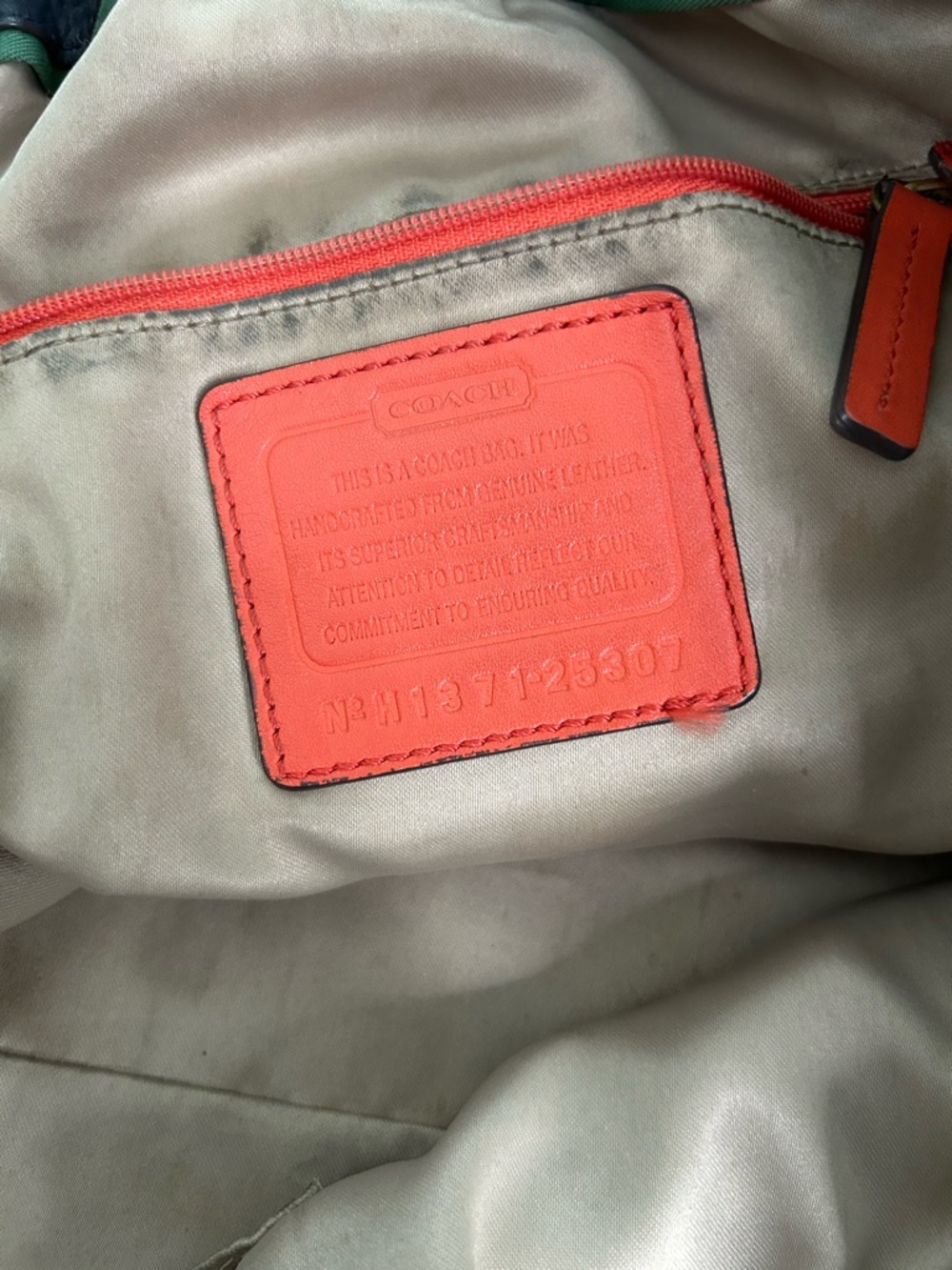 Coach Legacy Drawstring XL Shoulder Bag in navy pebbled leather - Picture 14 of 16